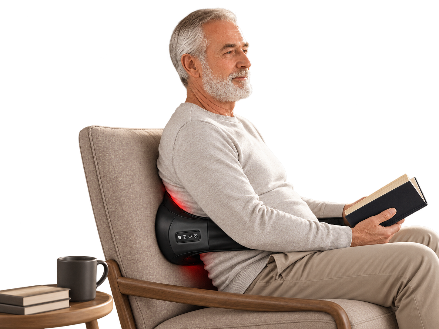 Woman using the Aerlang Shiatsu Massager on her back